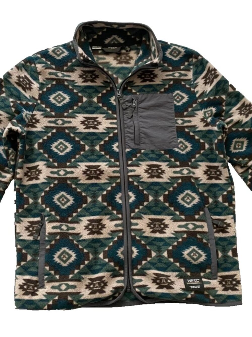 WeSC Unisex Southwestern Geometric Fleece Jacket